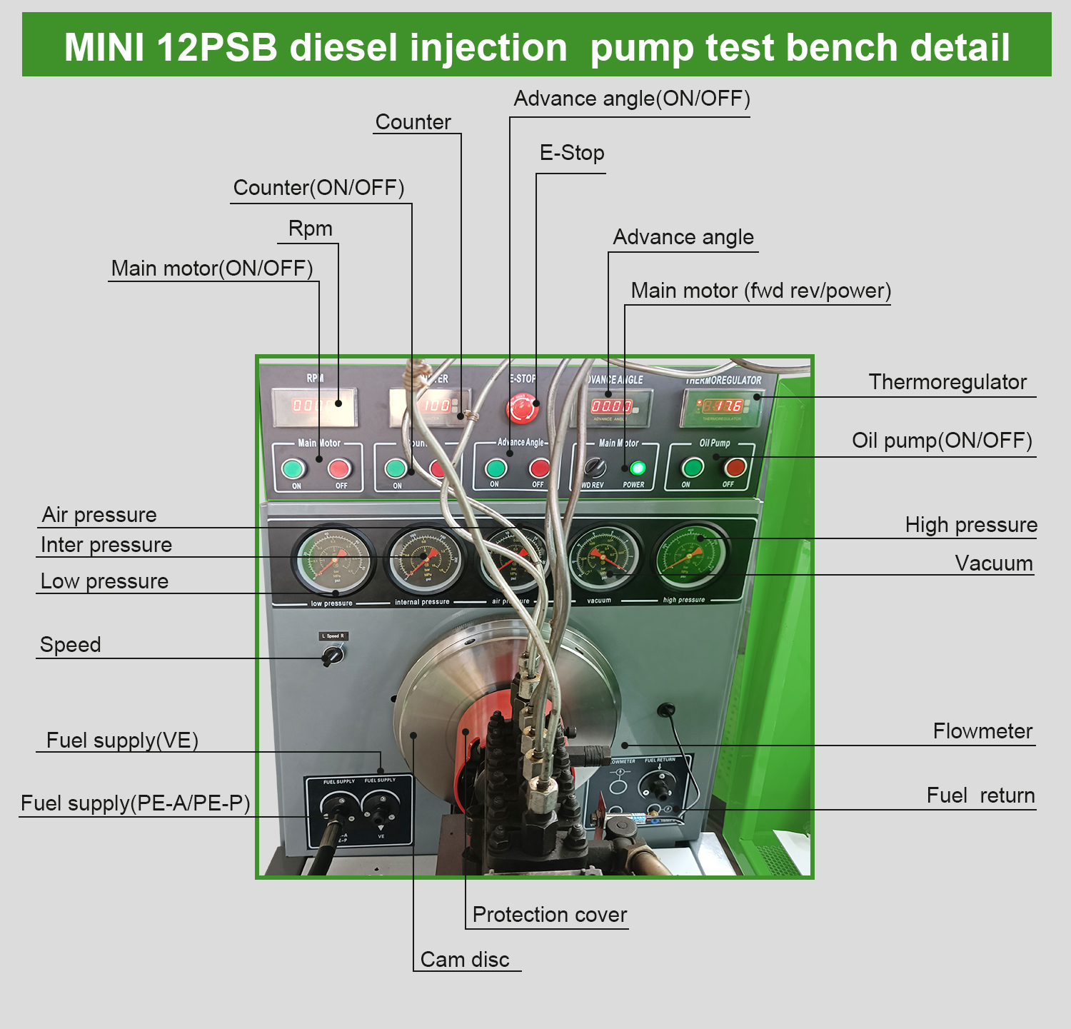 BEACON auto engine systems diesel fuel injection pump test machine MINI12PSB-H with 8 cylinders diesel pump test stand