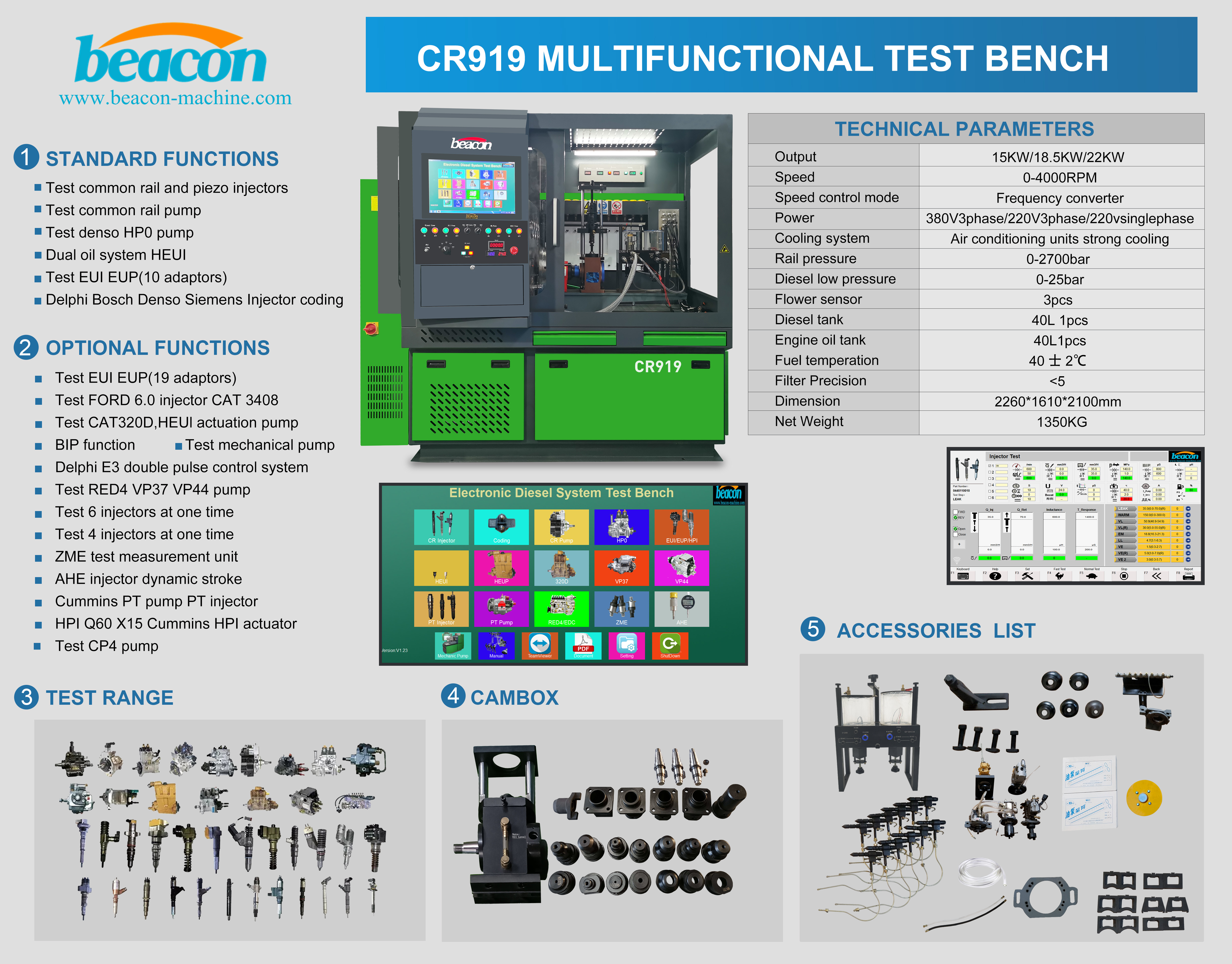 New Taian Auto Diagnostic tools HEUI EUI EUP Common rail diesel injector pump test bench CR919 with coding  BIP VP37 VP44 RED4
