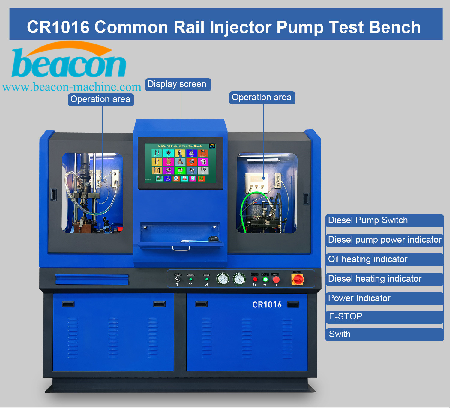 Beacon CR1016 Common rail diesel fuel injector pump test bench heui EUI EUP HEUI HP4 pump test stand ford 7.3l heui injector tester