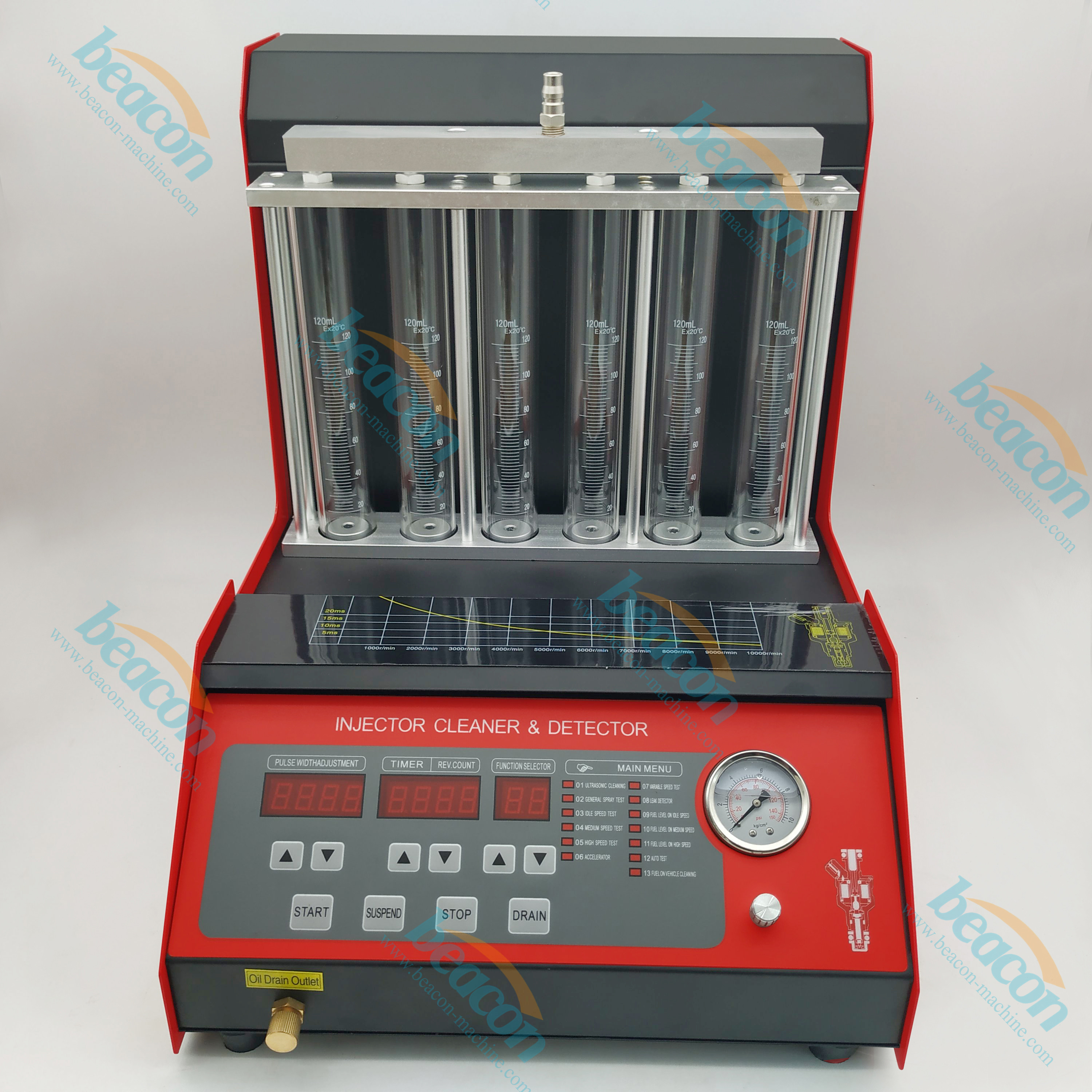 BC-6C Car Fuel Injector Cleaning and Tester Machine Ultrasonic Cleaner Gasoline Fuel Injector 6-Cylinders