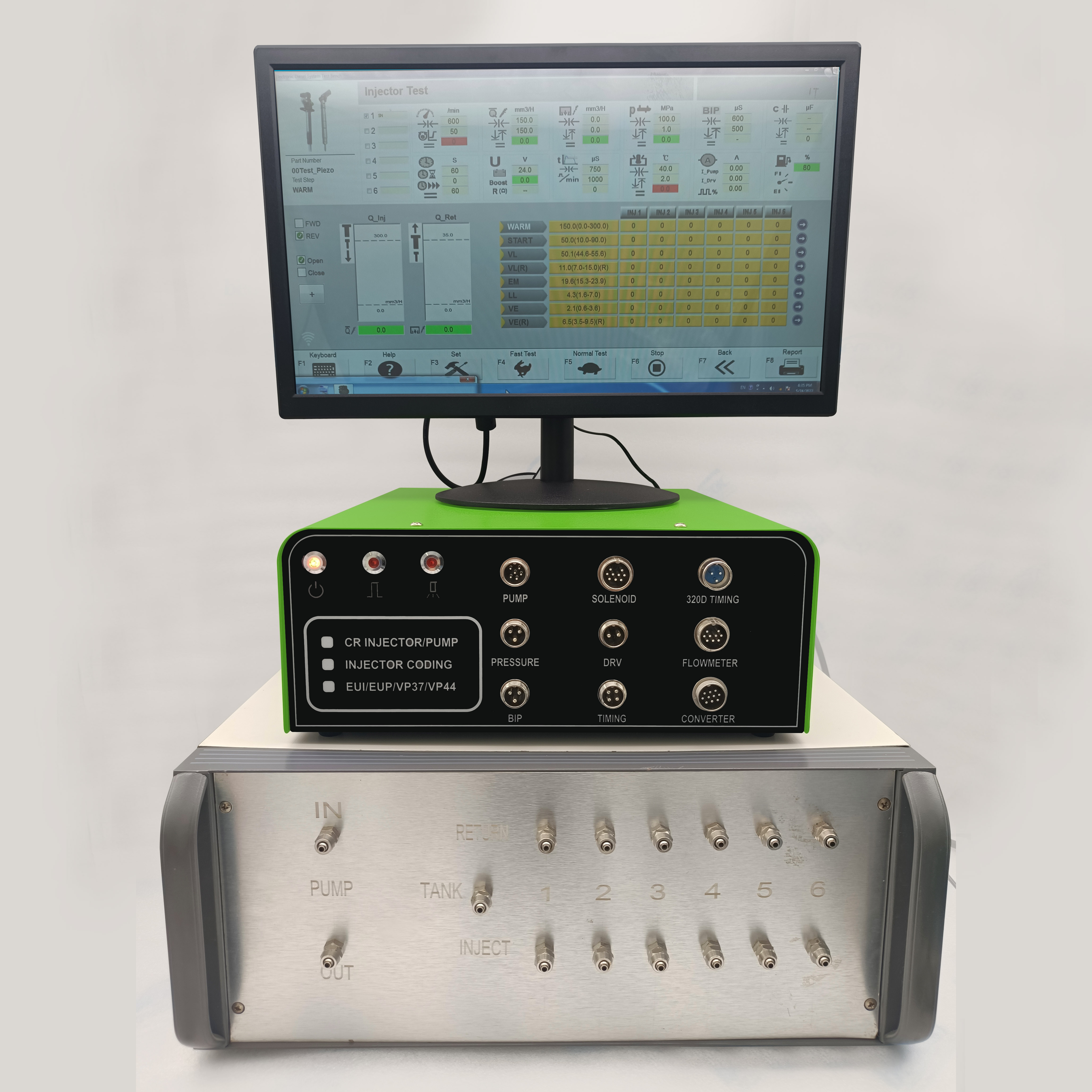 Beacon Newest Common Rail Diesel System Controller BEI-E CRDI Injector Pump Tester Simulator with Latest Testing Plan Support Test 2/4/6 Injectors At the Same Time with 2/4/6 injector flow sensors