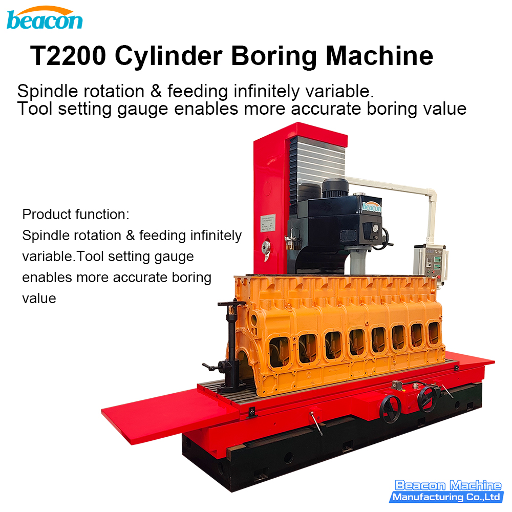 Beacon T2200 Heavy-Duty Cylinder Boring Machine for Large Diesel Engines Industrial Rebuilding