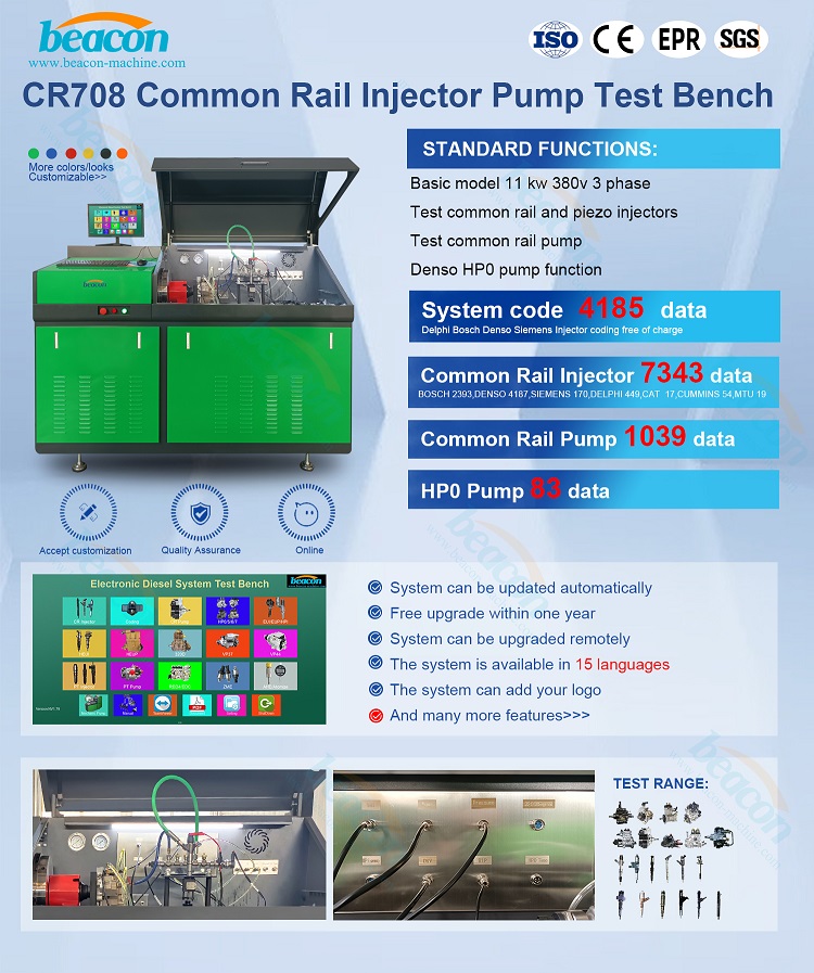 common rail test bench CR708 parameters