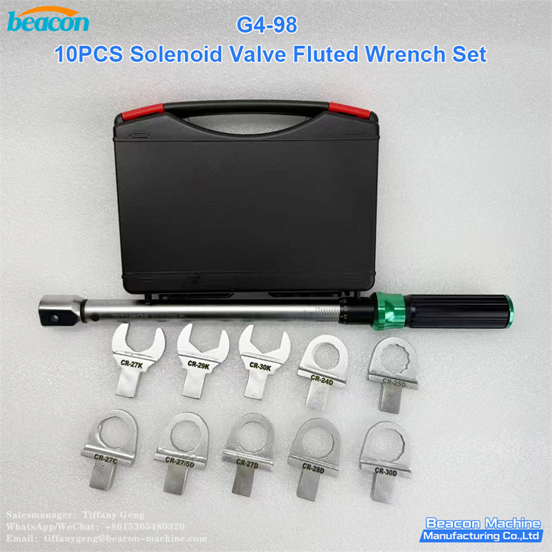 G4-98 10PCS Solenoid Valve Fluted Torque Wrench Set Common Rail Injector Solenoid Disassembly Repair Tool Kit