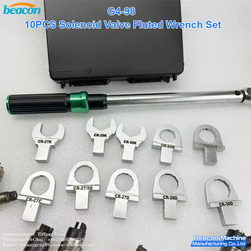 G4-98 10PCS Solenoid Valve Fluted Torque Wrench Set Common Rail Injector Solenoid Disassembly Repair Tool Kit