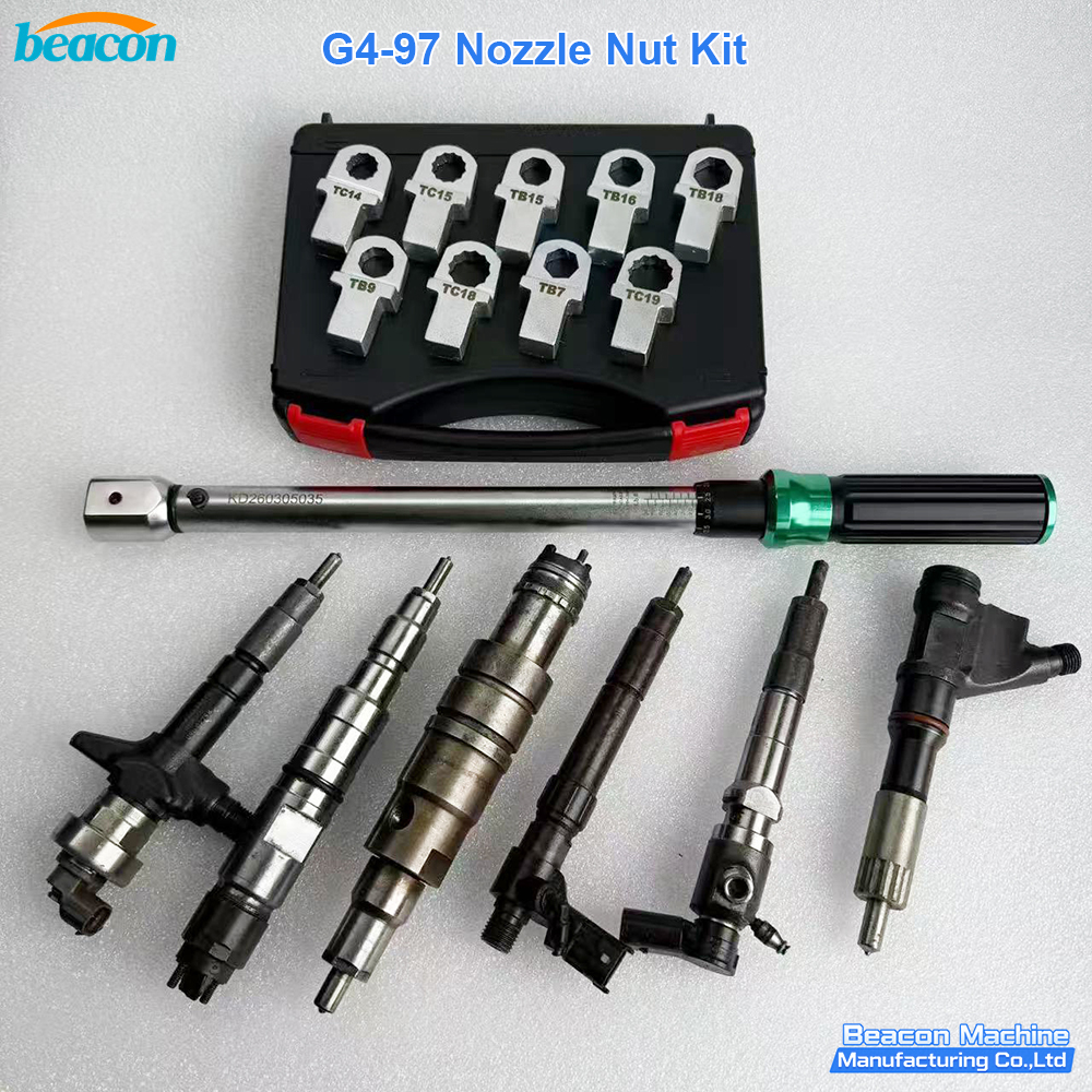 G4-97 Nozzle Nut Socket Wrench Kit with Torque Wrench Common Rail Diesel Fuel Injector Disassembly Repair Tool Set for Bosch Denso Delphi