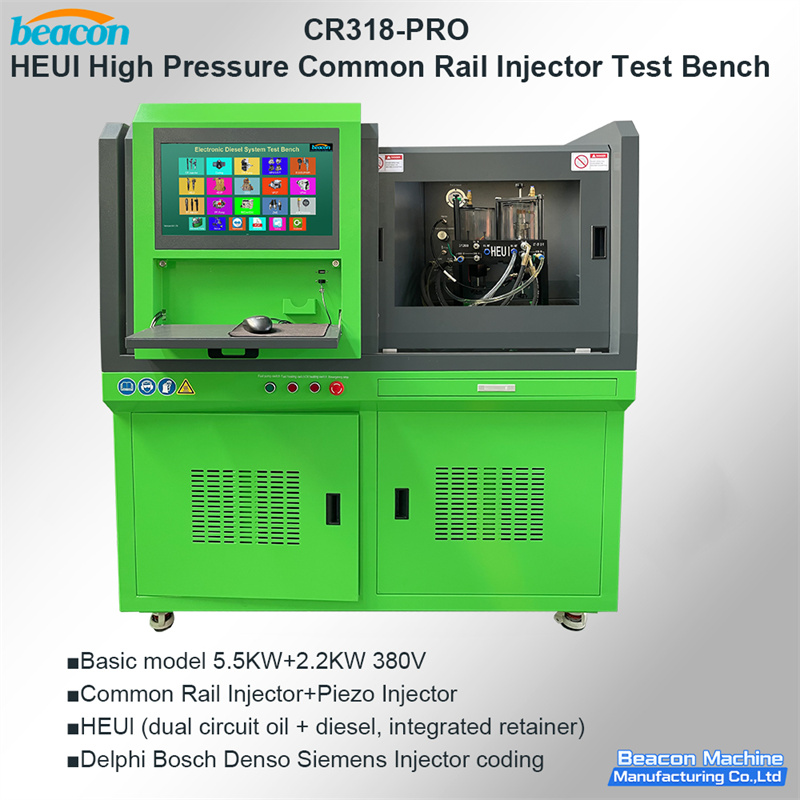 CR318-PRO HEUI Common Rail Injector Test Bench Dual Motor For C7 C9 3126B Piezo Injector Measuring Machine